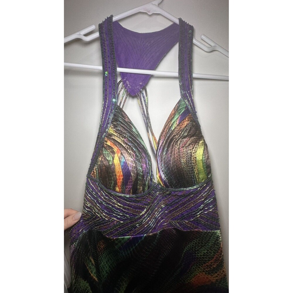 Ignite Beaded Maxi Evening Formal Dress Mermaid Purple Green Prom Mardi Gras 4